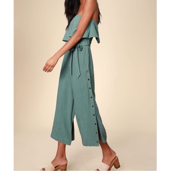 Lulus Pants - NWT Lulus Lanah Sage Green Strapless Jumpsuit
